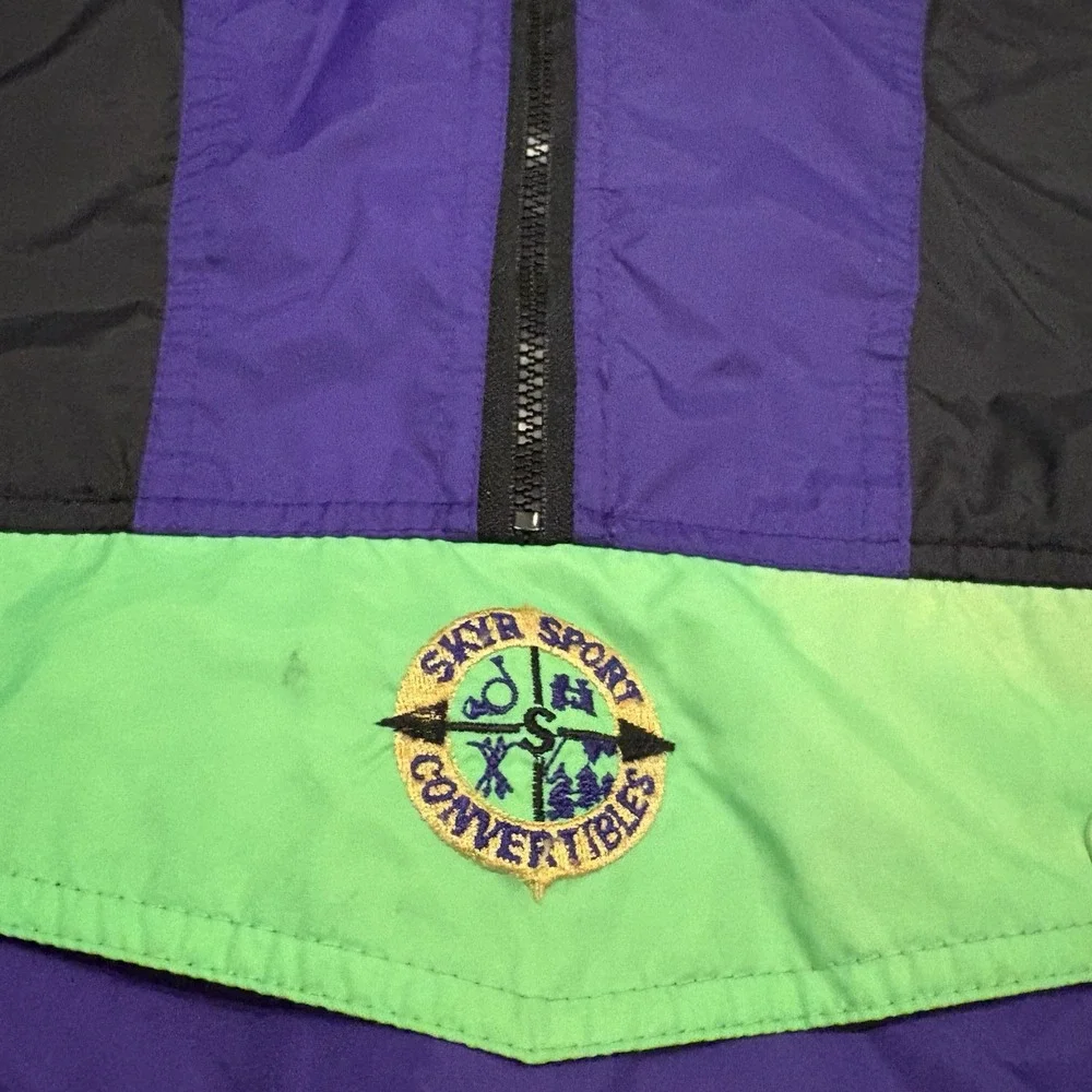 Vintage Skyr Jacket Mens XL Black Purple Green Anorak Color Windbreaker Outdoor